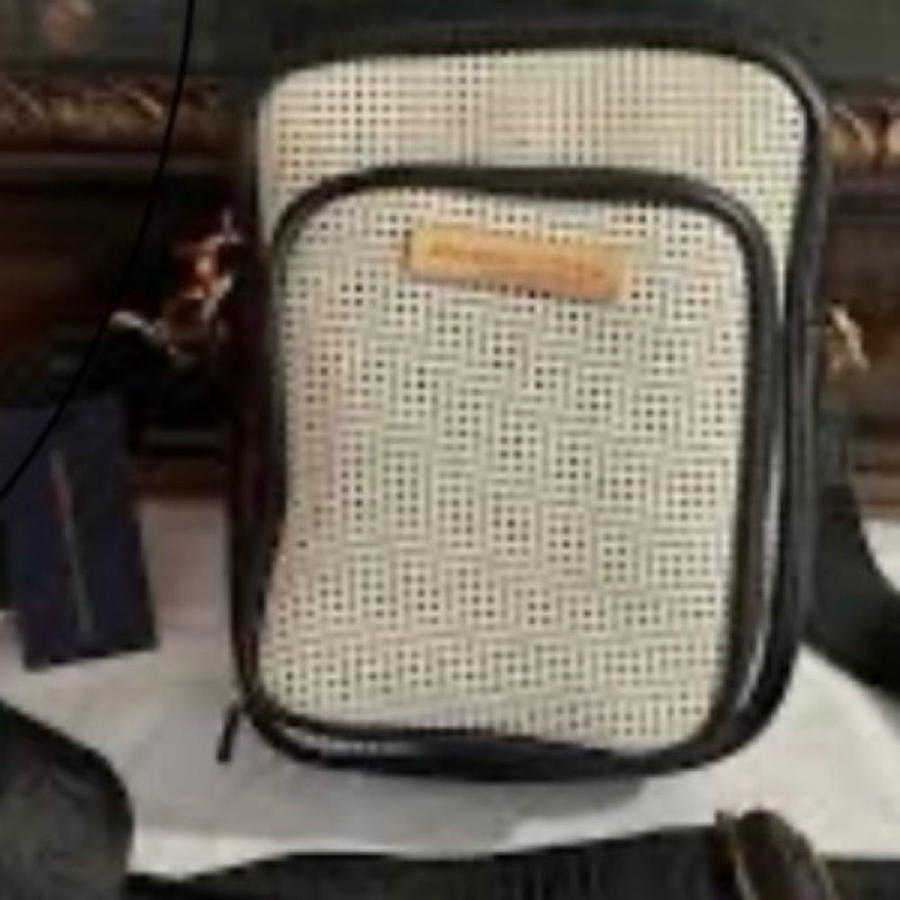 Adrienne Vittadini Black Mini Canvas Crossbody Handbag NWT
